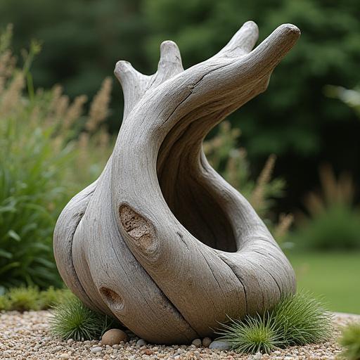 Driftwood sculpture for coastal gardens